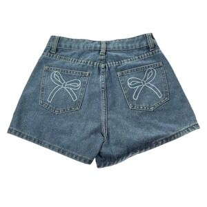 Dazy Bow Pocket High Waisted Denim Shorts Size S